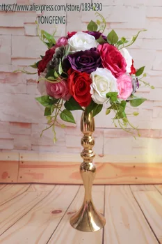 Vestuvių dekoravimas dirbtinių rožių žiedai, vestuvių stalo gėlės Stalo puošmena, gėlių kamuolys 10vnt/daug 30cm TONGFENG