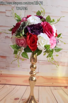 Vestuvių dekoravimas dirbtinių rožių žiedai, vestuvių stalo gėlės Stalo puošmena, gėlių kamuolys 10vnt/daug 30cm TONGFENG