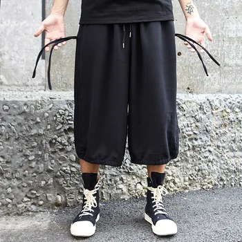 Vyrai Elastinga Raišteliu Juosmens Pločio Kojų Atsitiktinis Tiesiai Ziajać Vyrų Mados Prarasti Haremo Kelnių Japonija Streetwear Hip-Hop Sijonas Kelnės