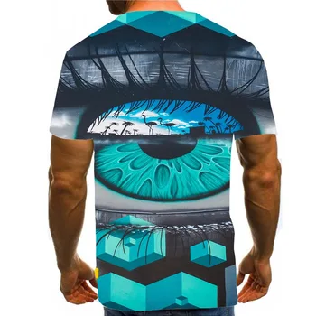 Vyrai Grafinis T Marškinėliai 3D Spausdinimo Shirt Apvalus Kaklas Vasaros trumpomis Rankovėmis Meno Viršūnių Akių Tees
