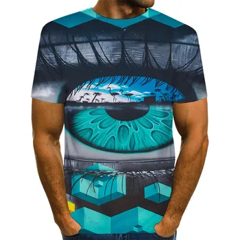 Vyrai Grafinis T Marškinėliai 3D Spausdinimo Shirt Apvalus Kaklas Vasaros trumpomis Rankovėmis Meno Viršūnių Akių Tees