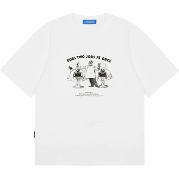 Vyrai Hip-Hop T Shirt Grafikos Spausdinti Balta Kahki Marškinėlius Streetwear Harajuku Hipster T-Shirts Vasaros Trumpomis Rankovėmis Medvilnės Viršuje Tees