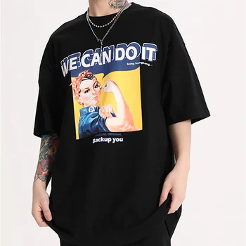 Vyrai Laišką Plakatas Print T Shirt Unisex HipHop Atsitiktinis Trumpas Rankovėmis Tee Marškinėliai 2021 M. Vasarą, O-Kaklo Tshirts Medvilnės Viršūnes Tees