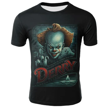 Vyrai siaubo T Cool marškinėliai trumpomis Rankovėmis T-shirt 3D Zombie Spausdinti Roko Marškinėlius Žmogui Visiškai Spausdinti atsitiktinis streetwear klounas T-shirt