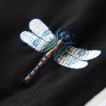 Vyrai Šortai Vasarą Prabanga Dragonfly Siuvinėjimo Elastinga Juosmens Vyrams Šortai Plius Dydis 4xl Juoda vientisos Spalvos Vyriškos Kelnės