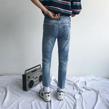 Vyrų Japonija Korėja Streetwear Hip-Hop Džinsinio Audinio Kelnės, Džinsai Vyrams Vintage Mados Atsitiktinis Slim Fit Kulkšnies Ilgio Džinsai Kelnės