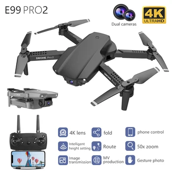 Wecute LSKJ E99 Pro2 RC Drone 4K HD Dual Camera WIFI FPV aerofotografija Sraigtasparnis, Sulankstomas Quadcopter Dron Žaislai vaikams