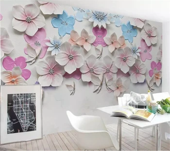 Wellyu Užsakymą tapetai 3d freskos papel de sumalti foto freskos naujas Kinijos persikų stereo reljefo TV fono sienos dokumentų namų dekoro
