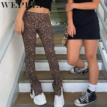 WEPBEL Moterų Sexy, Leopardas spausdinimui Tampri, Liesas Flare Kelnės Ponios Aukšto Juosmens Slim Fit Elastinga Pločio Kojų Kelnės