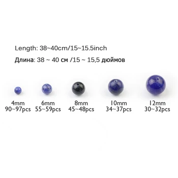 WLYeeS Natūralaus Akmens Sodalite akmens Karoliukai 4 6 8 10 12mm Mėlynas Apvalus Prarasti granulių papuošalai apyrankės papuošalai 