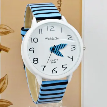 Womage Mados Kūrybos Moterų Laikrodžiai Zebra Stripes Kvarco Odos Diržas Žiūrėti Pieštuku Žymiklį Ponios Laikrodžiai Dames Horloges