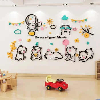 WS15 Darželio aplinkos kūrimo klasėje 3D sienų tapyba, vaikų kambario, miegamojo sienos dekoravimo lipduką lipni