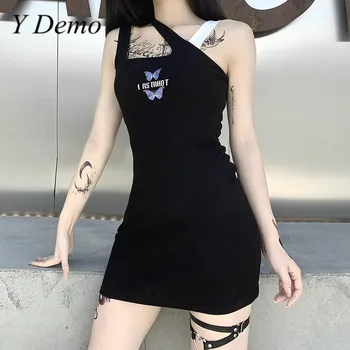 Y Demo Gotikos Drugelis Suknelė Moterims Atsitiktinis Rankovių Tuščiaviduriai Iš Mini Suknelės Moterų Mados 2020 M.