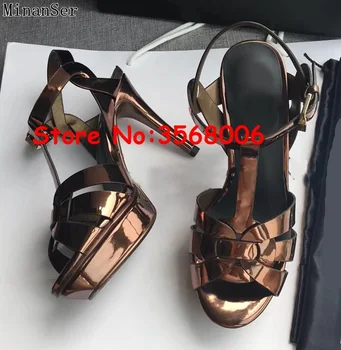 Zapatos De Mujer Lakinės Odos Gladiatorių Firminio Stiliaus, Panele, Aukštakulniai Bateliai, Klasikiniai Stiletto Siurbliai Batai Garsenybių Moterų Sandalai