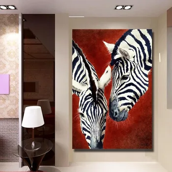 Į laest handpainted Abstrakčiai gyvūnų 2 zebrai Naftos Tapyba ant Drobės, Sienos menas Nuotraukas, Kambario, namo Apdaila, be Rėmelio