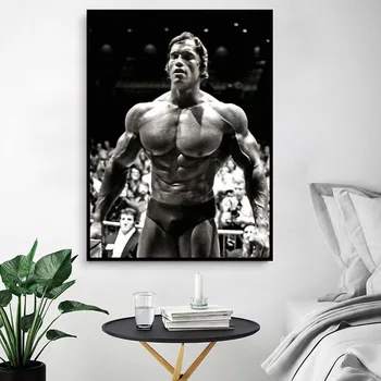 Šiuolaikinės Arnoldas Schwarzeneggeris Kultūrizmo Plakatas Įkvepiantį Fitneso Namo Sienos Meno Dekoratyvinis Dažymas