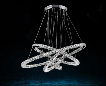 Šiuolaikinės kristalų žiedo 4 LED Kristalų Liustra 58W Šviesos Lempos restoranas Cristal Blizgesio Šviestuvais, Apšvietimo Pakabukas Kabo