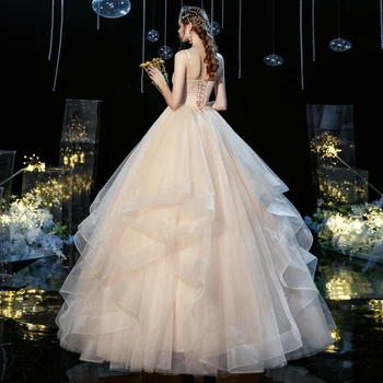 Šviesos Seksualus Spagečiai Dirželiai Princesė Vestuvių Suknelė iki 2021 m. Naujas Elegantiškas V-kaklo Vestuvių Suknelė Klasikinis Nėriniai Vestido De Noiva Tinkinti