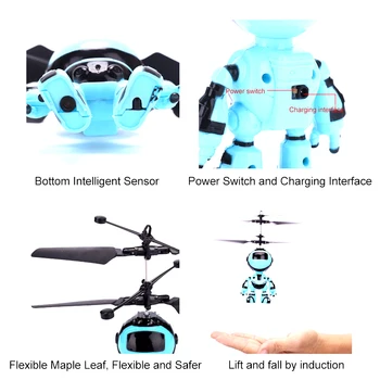 Žaidimas Su LED Šviesos Drone Vaikai RC Sraigtasparnis Mini Infraraudonųjų spindulių Indukcijos Roboto Projektavimo Plaukioja Vertus, Valdymo Lauko Žaislai, Dovanos