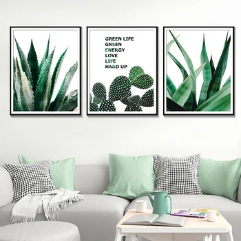 Žalioji Gyvenimas Sienos Menas, Plakatų Ir Grafikos Botanikos Kaktusų Šiuolaikinės Akvarelės Namų Puošybai Minimalistinę Tapybos Drobės