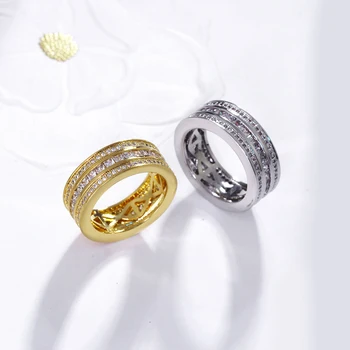 Žiedas prašmatnus kokybę! Aneis nutiesti kubinis cirkonis paprasto dizaino papuošalų mados kasdien dėvėti papuošalai, juvelyriniai Aukso spalvos Pasisekė žiedai