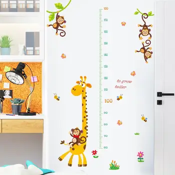 Žirafa, Beždžionė, Aukštis Diagramos Tapetai Sienų Lipdukas 