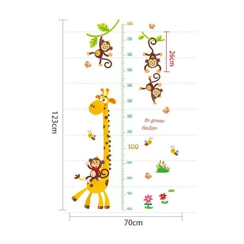 Žirafa, Beždžionė, Aukštis Diagramos Tapetai Sienų Lipdukas 