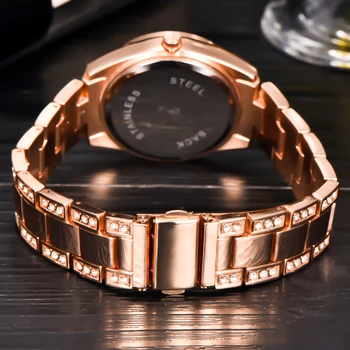 Žiūrėti Moterys XINEW prekės prabangių Mados Atsitiktinis kvarco Plieno žiūrėti Lady Relogio feminino Marca laikrodžius Mergina Data Dress laikrodis